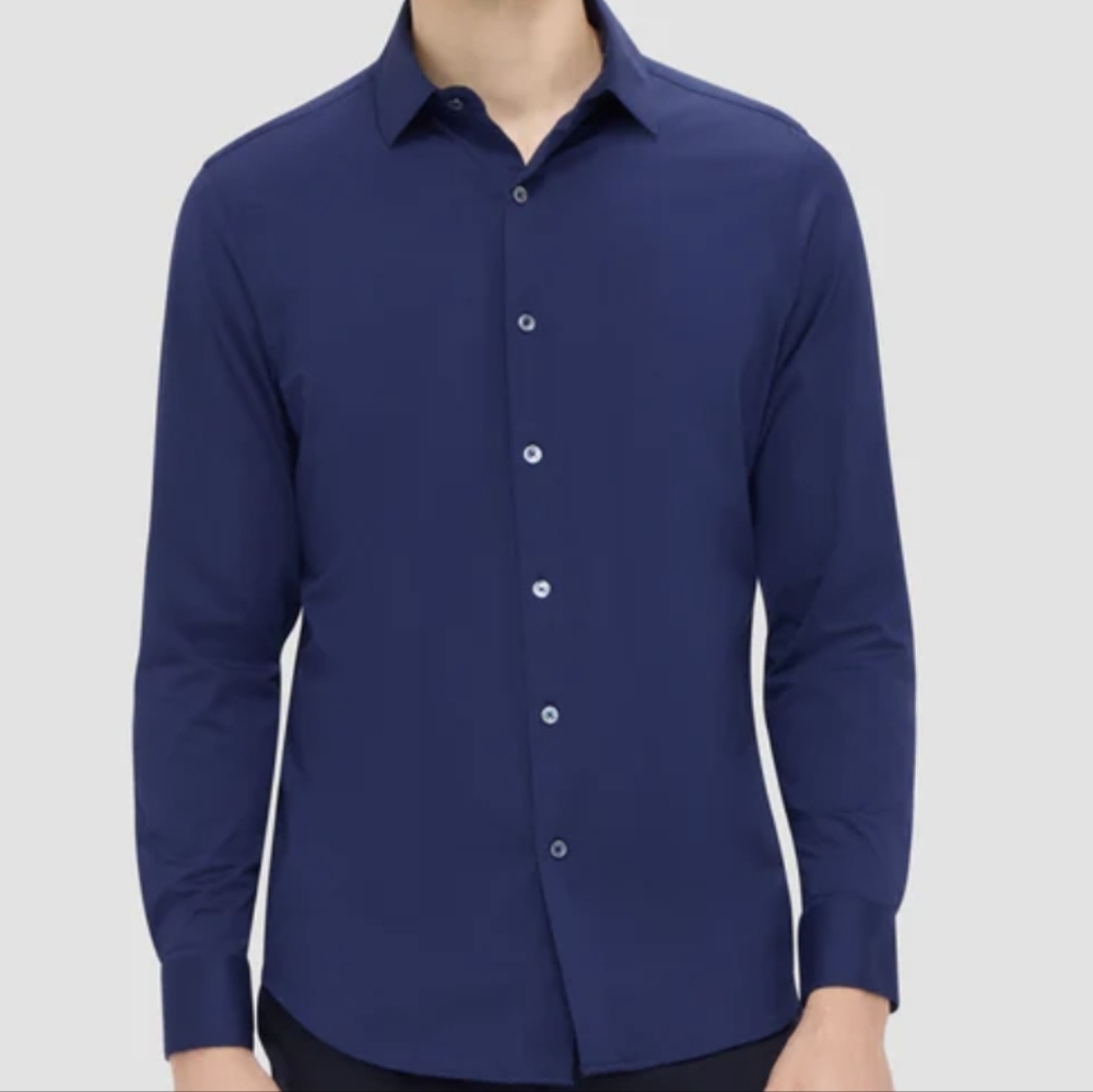 Bugatchi Navy Classic Fit Long Sleeve Buttondown Shirt Medium